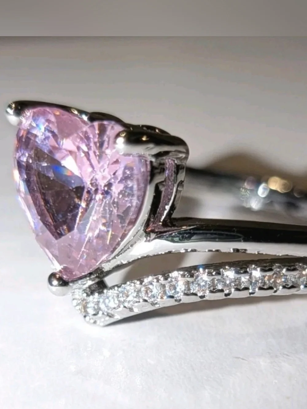 Lab-Created Pink Sapphire 3Ct Heart Cut Women Engagement Ring White Gold Plated